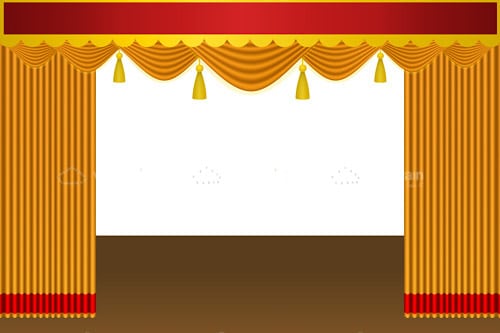 Theatre Curtains with White Canvas